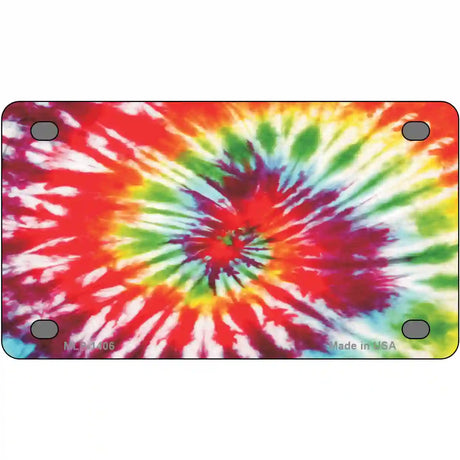 Red Swirl Tie-Dye Metal Novelty License Plate 4" x 2.2" (MLP)