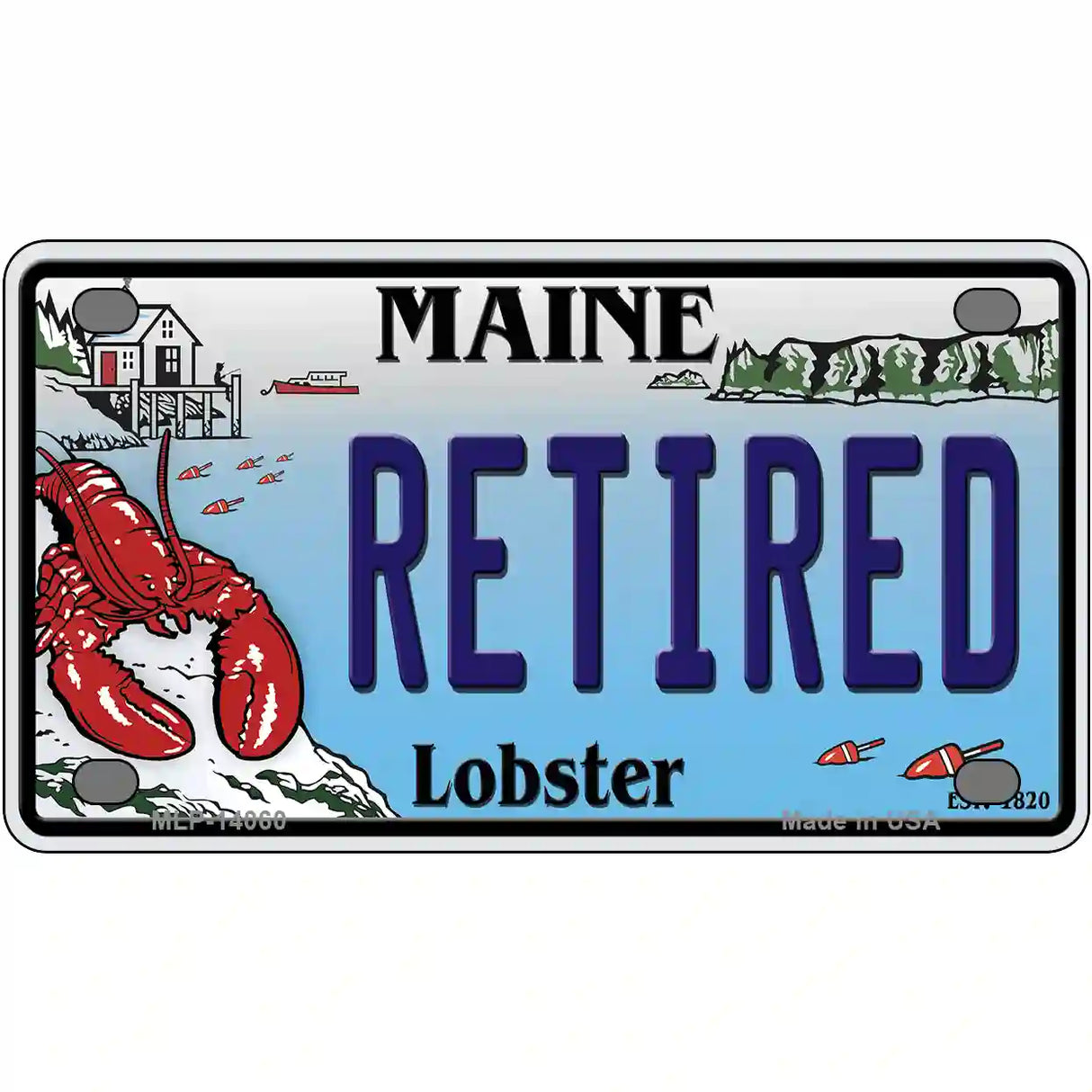 Retired Maine Lobster Novelty Metal License Plate 4" x 2.2" (MLP)