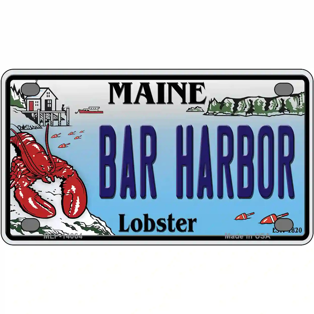 Bar Harbor Maine Lobster Novelty Metal License Plate 4" x 2.2" (MLP)