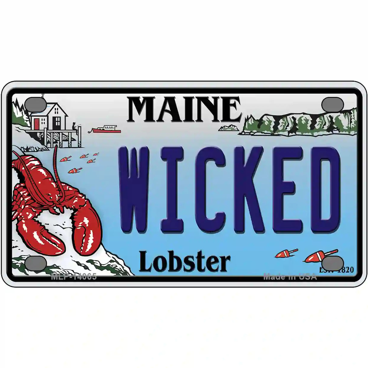 Wicked Maine Lobster Novelty Metal License Plate 4" x 2.2" (MLP)