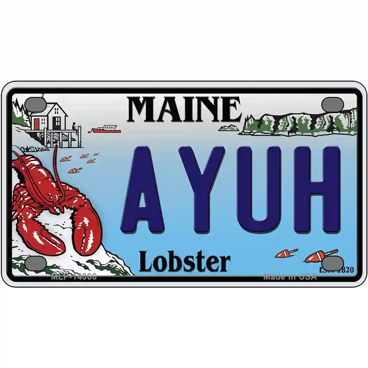 Ayuh Maine Lobster Novelty Metal License Plate 4" x 2.2" (MLP)