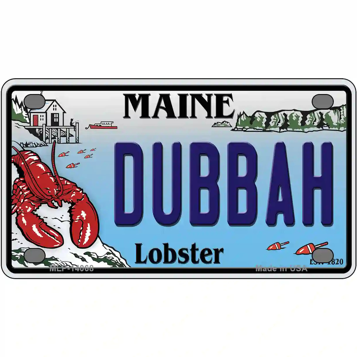 Dubbah Maine Lobster Novelty Metal License Plate 4" x 2.2" (MLP)