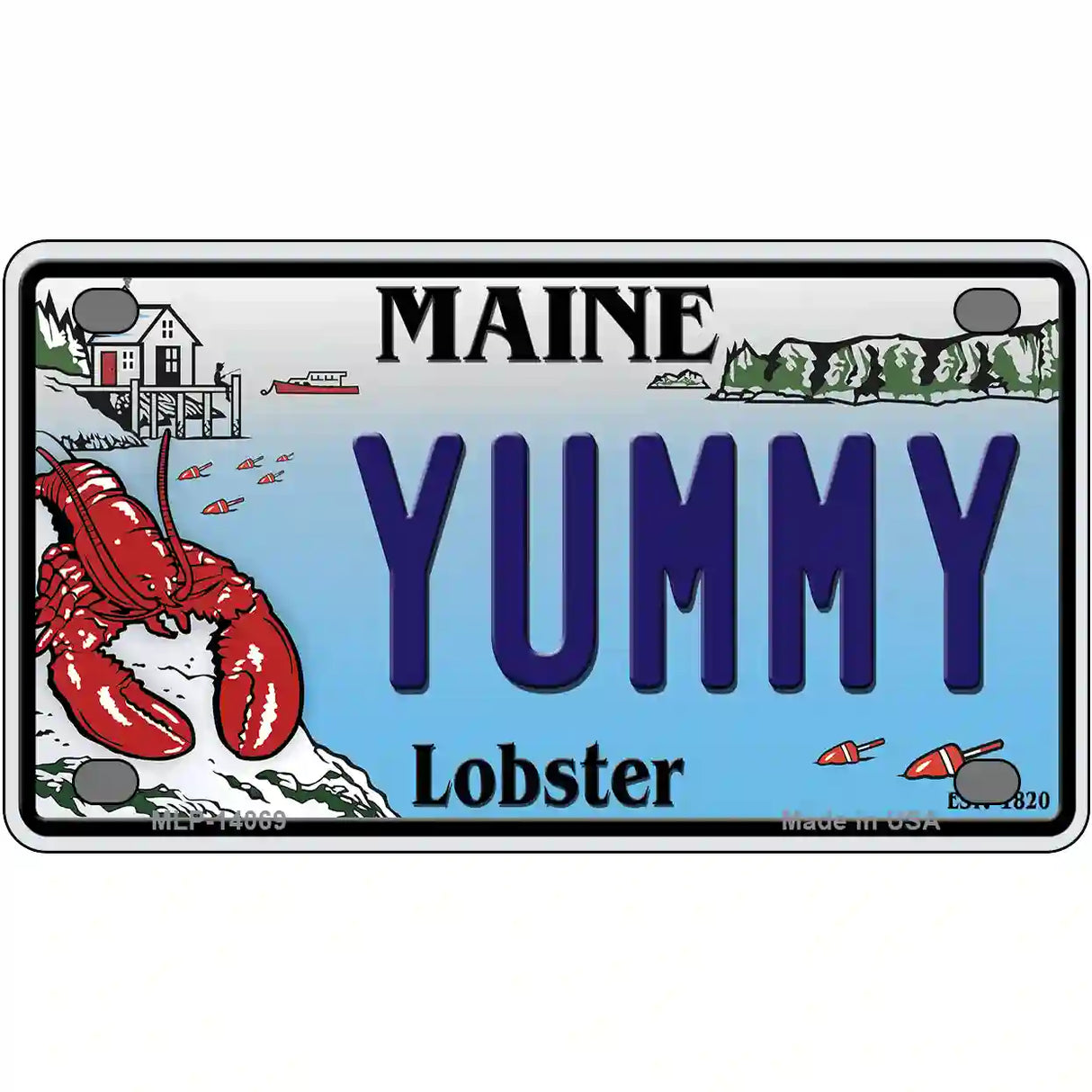 Yummy Maine Lobster Novelty Metal License Plate 4" x 2.2" (MLP)