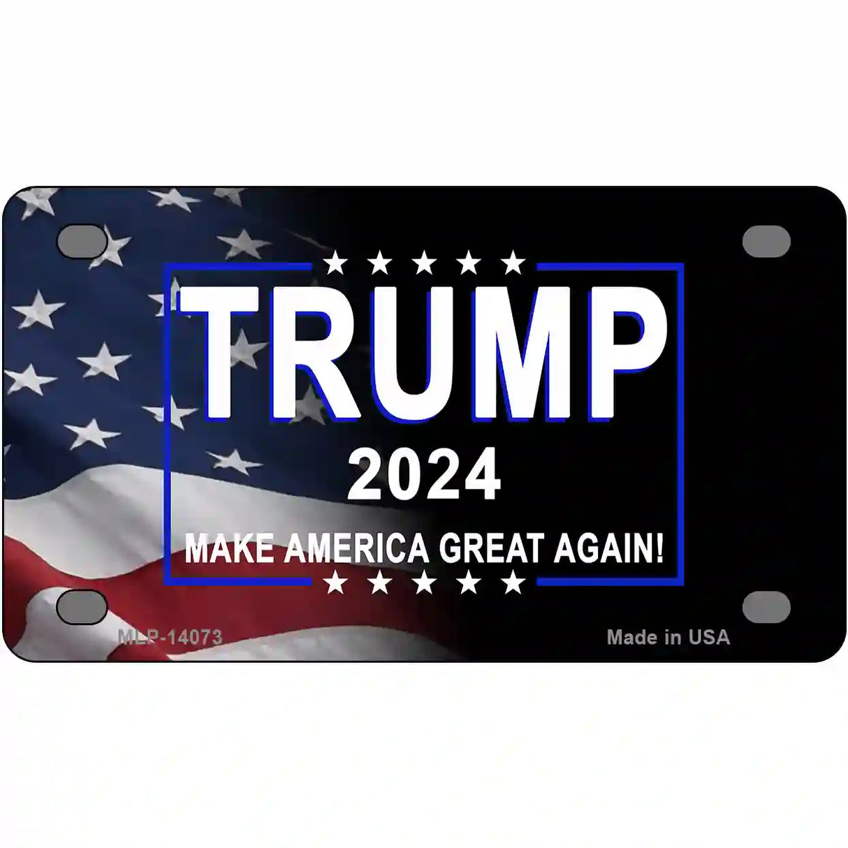 Trump 2024 Flag | Black Novelty Metal License Plate 4" x 2.2" (MLP)