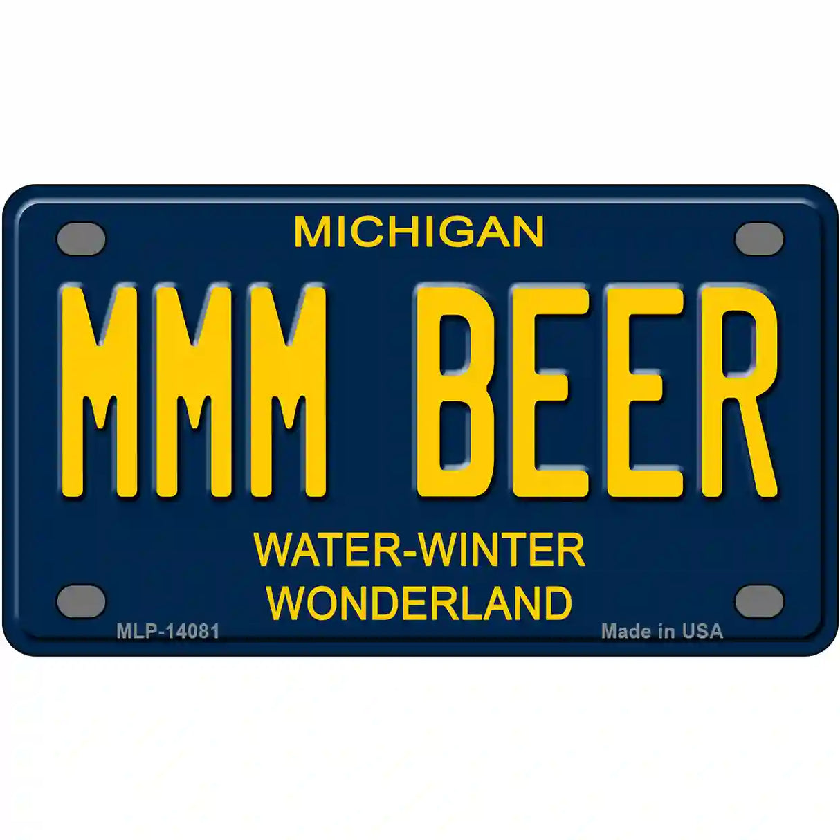 Mmm Beer Michigan Blue Novelty License Plate 4" x 2.2" (MLP)