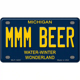 Mmm Beer Michigan Blue Novelty License Plate 4" x 2.2" (MLP)