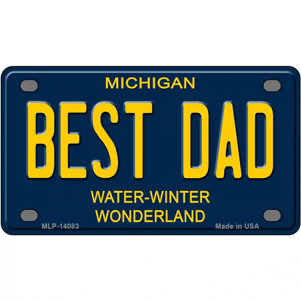 Best Dad Michigan Blue Novelty License Plate 4" x 2.2" (MLP)