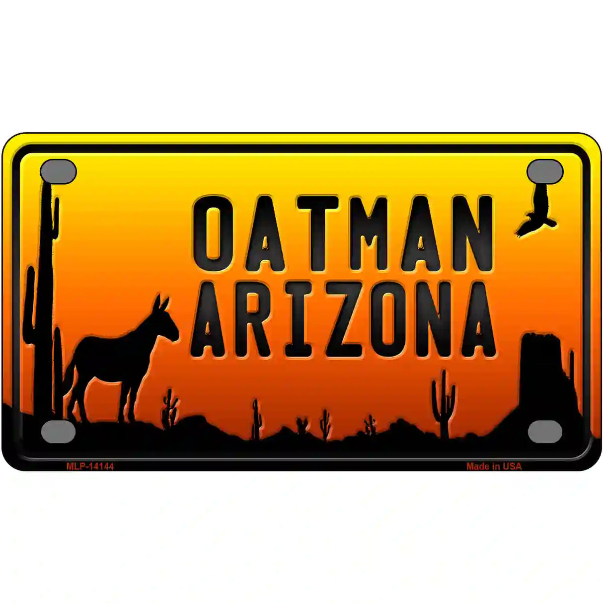 Oatman Arizona Scenic Background Novelty Metal License Plate 4" x 2.2" (MLP)