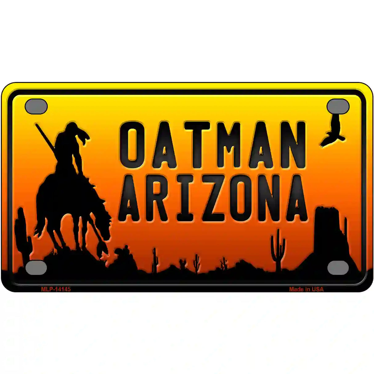 Oatman End Of Trail Arizona Scenic Background Novelty Metal License Plate 4" x 2.2" (MLP)