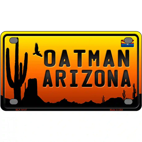 Oatman Flag Arizona Scenic Background Novelty Metal License Plate 4" x 2.2" (MLP)