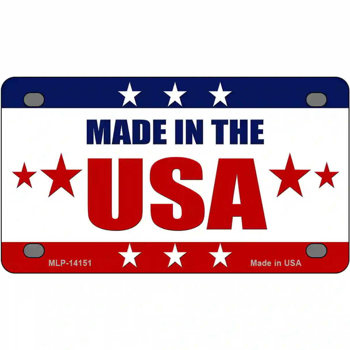 Made in the USA Novelty Metal License Plate 4" x 2.2" (MLP)