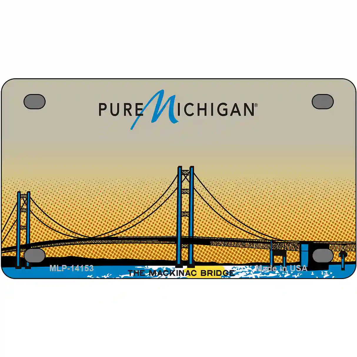 Pure Michigan Mackinac Bridge Novelty Metal License Plate 4" x 2.2" (MLP) / Yes