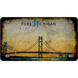 Pure Michigan Mackinac Bridge Rusty Novelty Metal License Plate 4" x 2.2" (MLP) / Yes