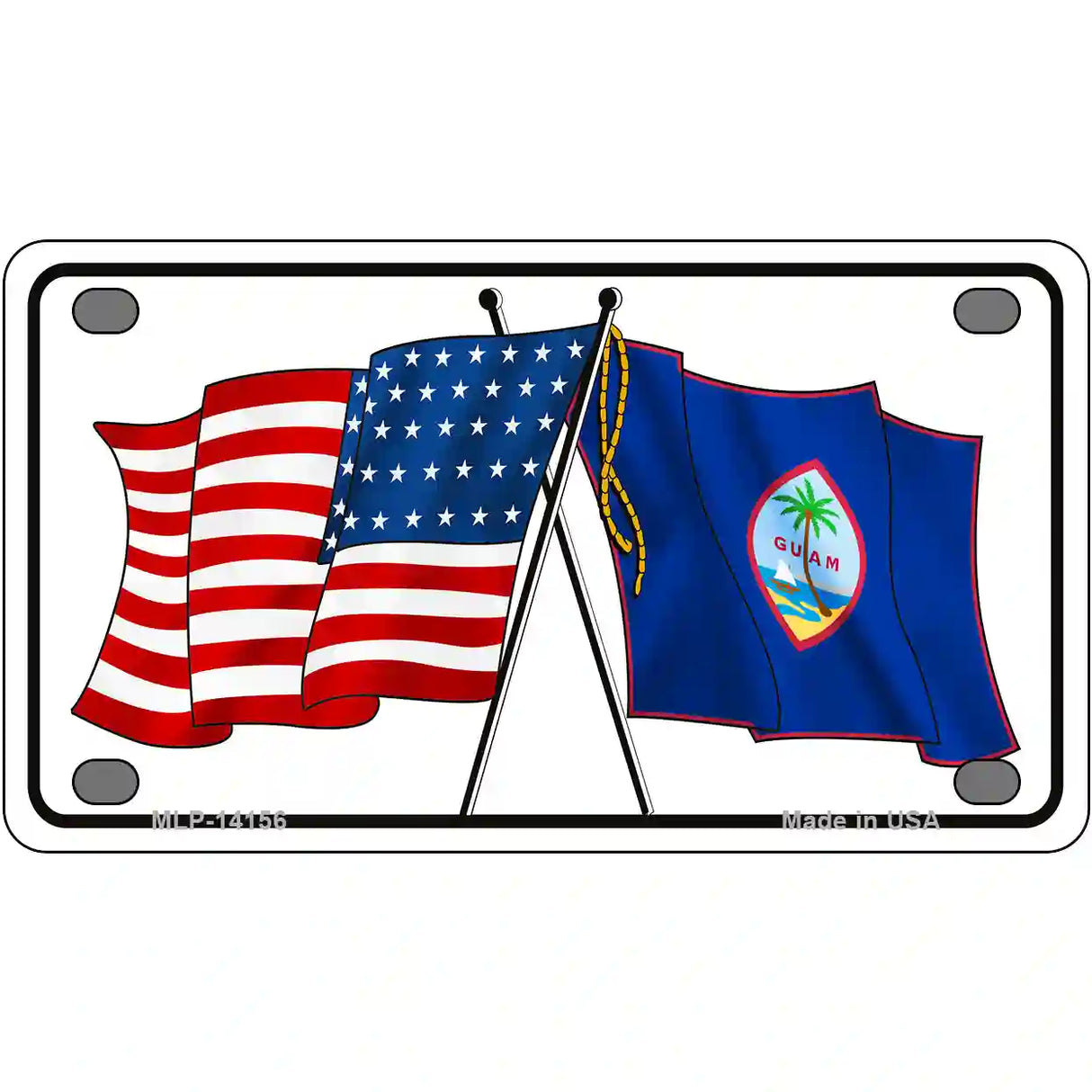 Guam Crossed US Flag Novelty Metal License Plate 4" x 2.2" (MLP)