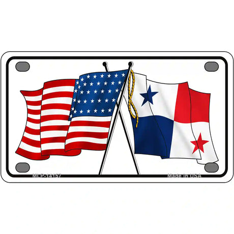 Panama Crossed US Flag Novelty Metal License Plate 4" x 2.2" (MLP)