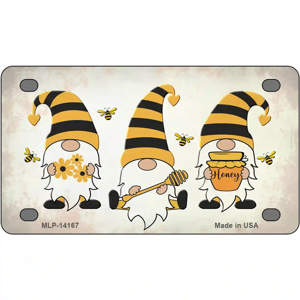 Gnomes Honeybees Novelty Metal License Plate 4" x 2.2" (MLP)