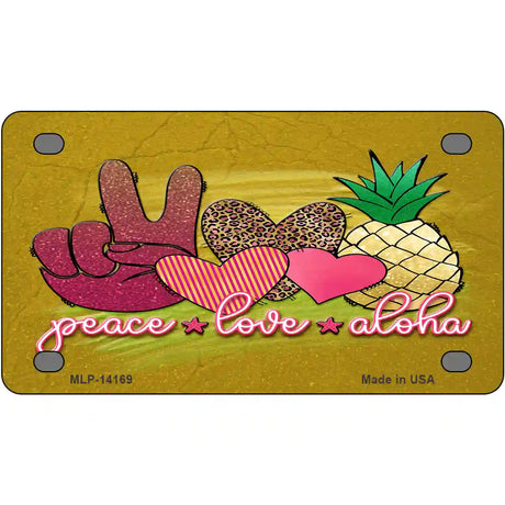 Peace Love Aloha Novelty Metal License Plate 4" x 2.2" (MLP)