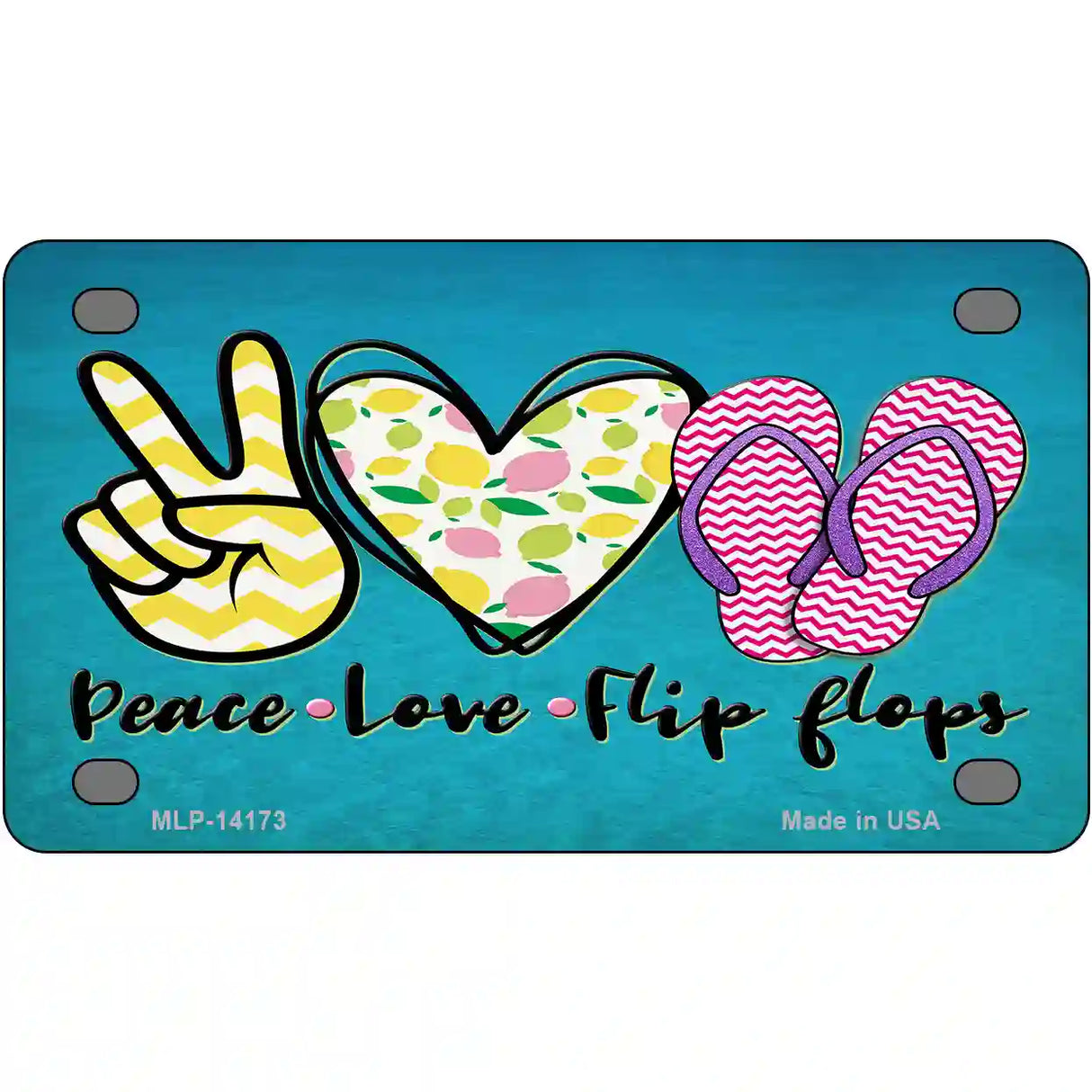 Peace Love Flip Flops Novelty Metal License Plate 4" x 2.2" (MLP)