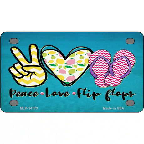 Peace Love Flip Flops Novelty Metal License Plate 4" x 2.2" (MLP)