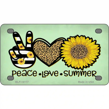 Peace Love Summer Sunflower Novelty Metal License Plate 4" x 2.2" (MLP)