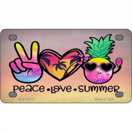 Peace Love Summer Novelty Metal License Plate 4" x 2.2" (MLP)