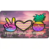 Peace Love Summer Pineapple Beach Novelty Metal License Plate 4" x 2.2" (MLP)