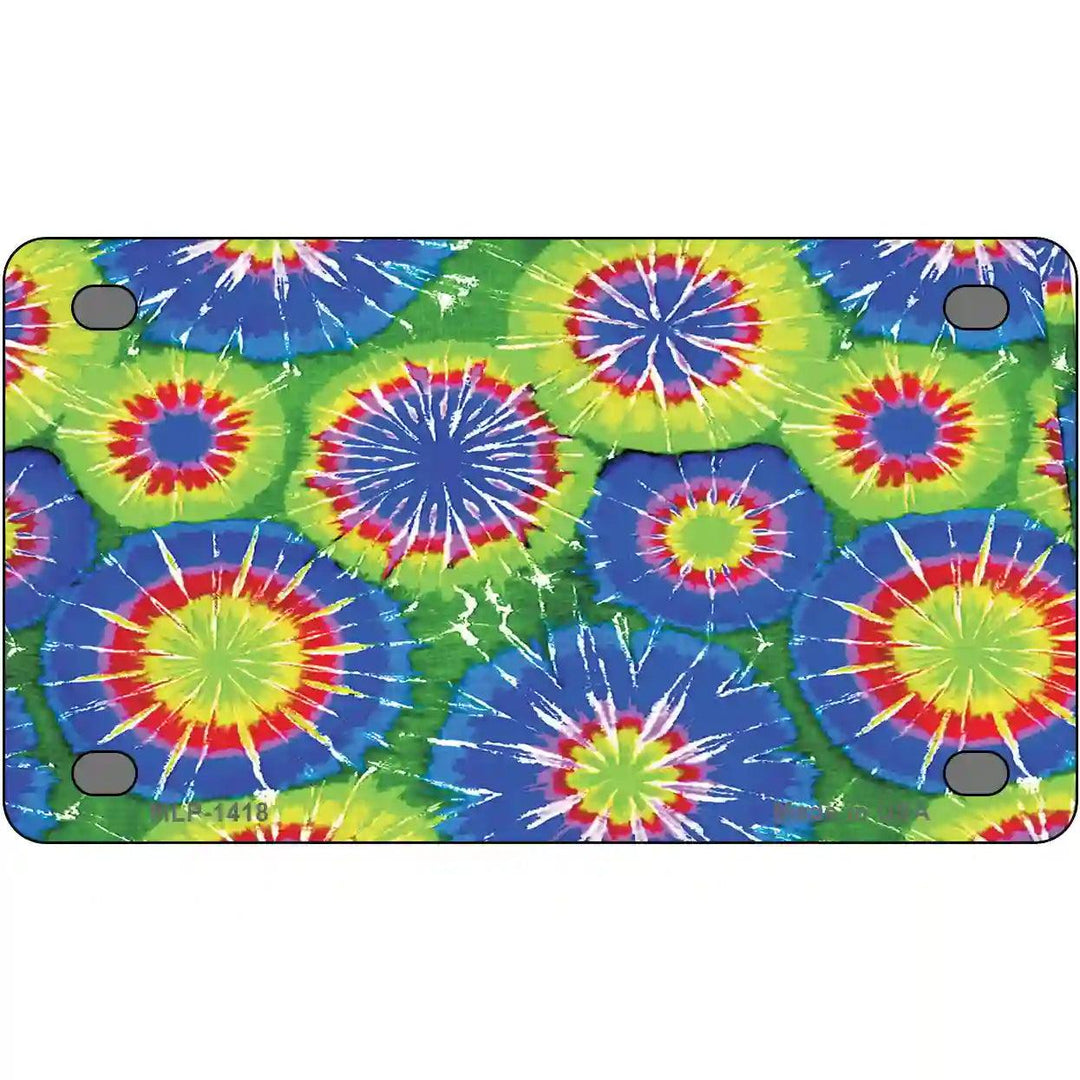 Blue Green Tie-Dye Metal Novelty License Plate 4" x 2.2" (MLP)