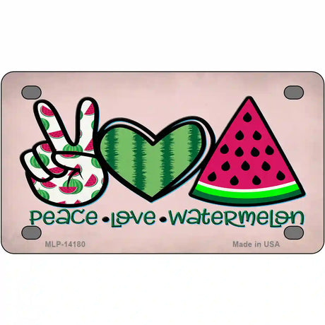 Peace Love Watermelon Novelty Metal License Plate 4" x 2.2" (MLP)