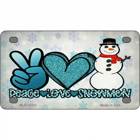 Peace Love Snowman Novelty Metal License Plate 4" x 2.2" (MLP)