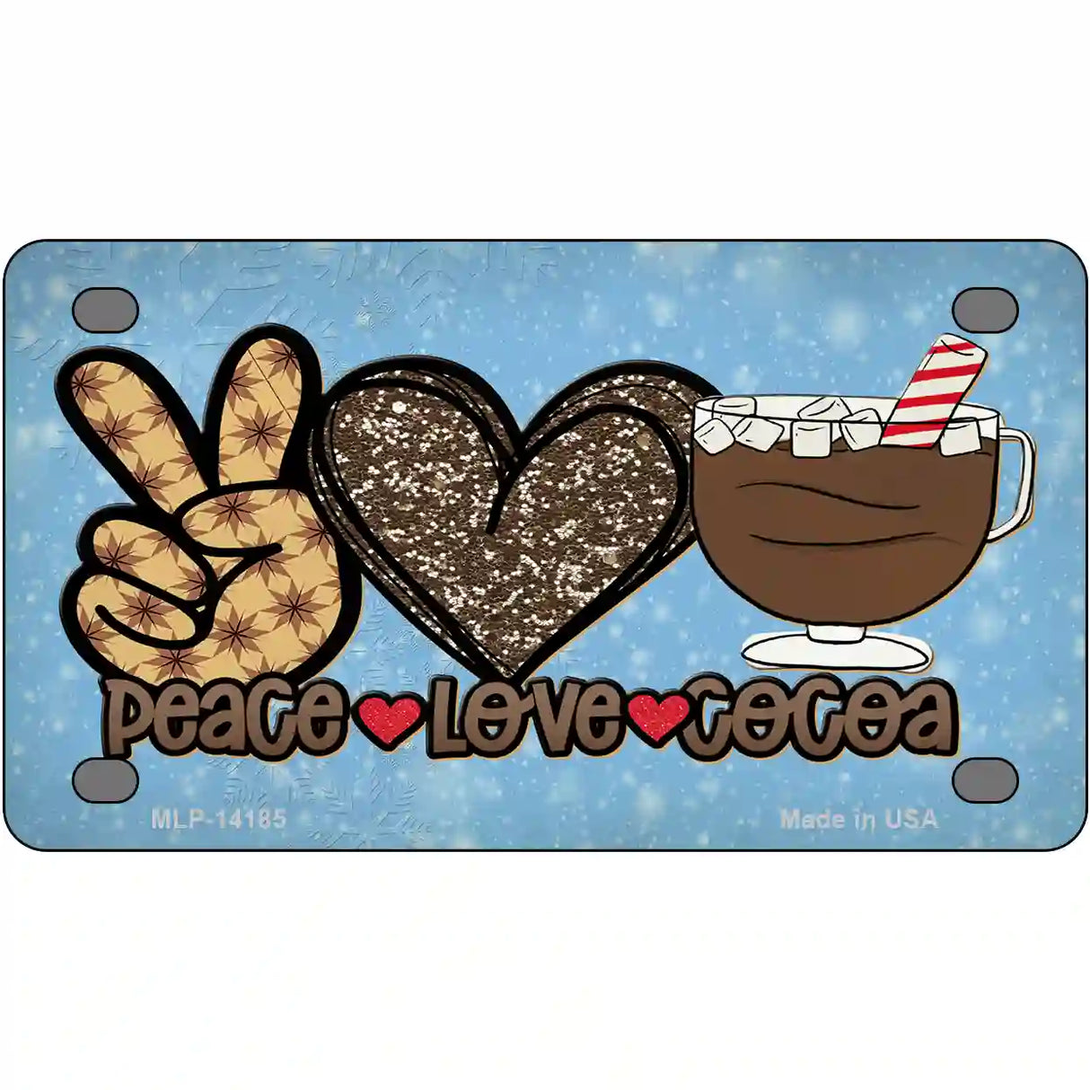 Peace Love Cocoa Novelty Metal License Plate 4" x 2.2" (MLP)