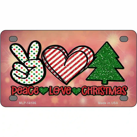 Peace Love Christmas Novelty Metal License Plate 4" x 2.2" (MLP)