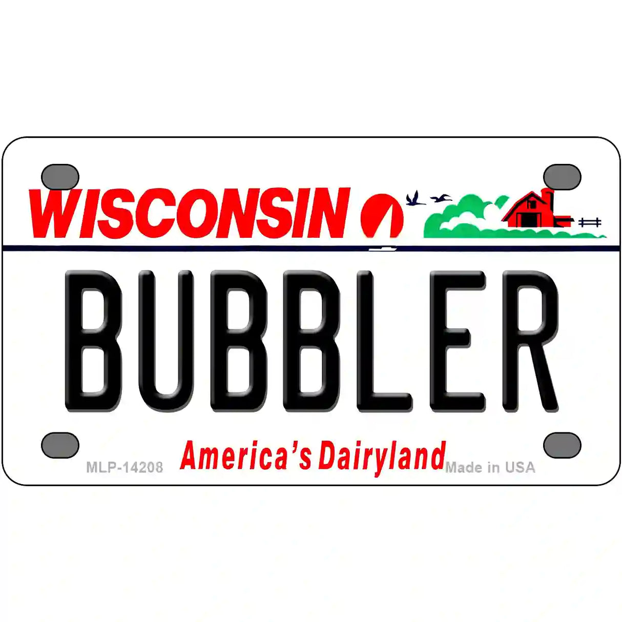 Bubbler Wisconsin Novelty Metal License Plate 4" x 2.2" (MLP)