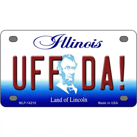 Uff Da Illinois Novelty Metal License Plate 4" x 2.2" (MLP)