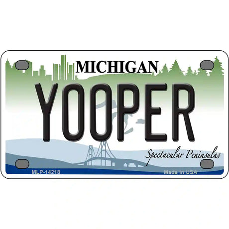 Yooper Michigan Novelty Metal License Plate 4" x 2.2" (MLP)