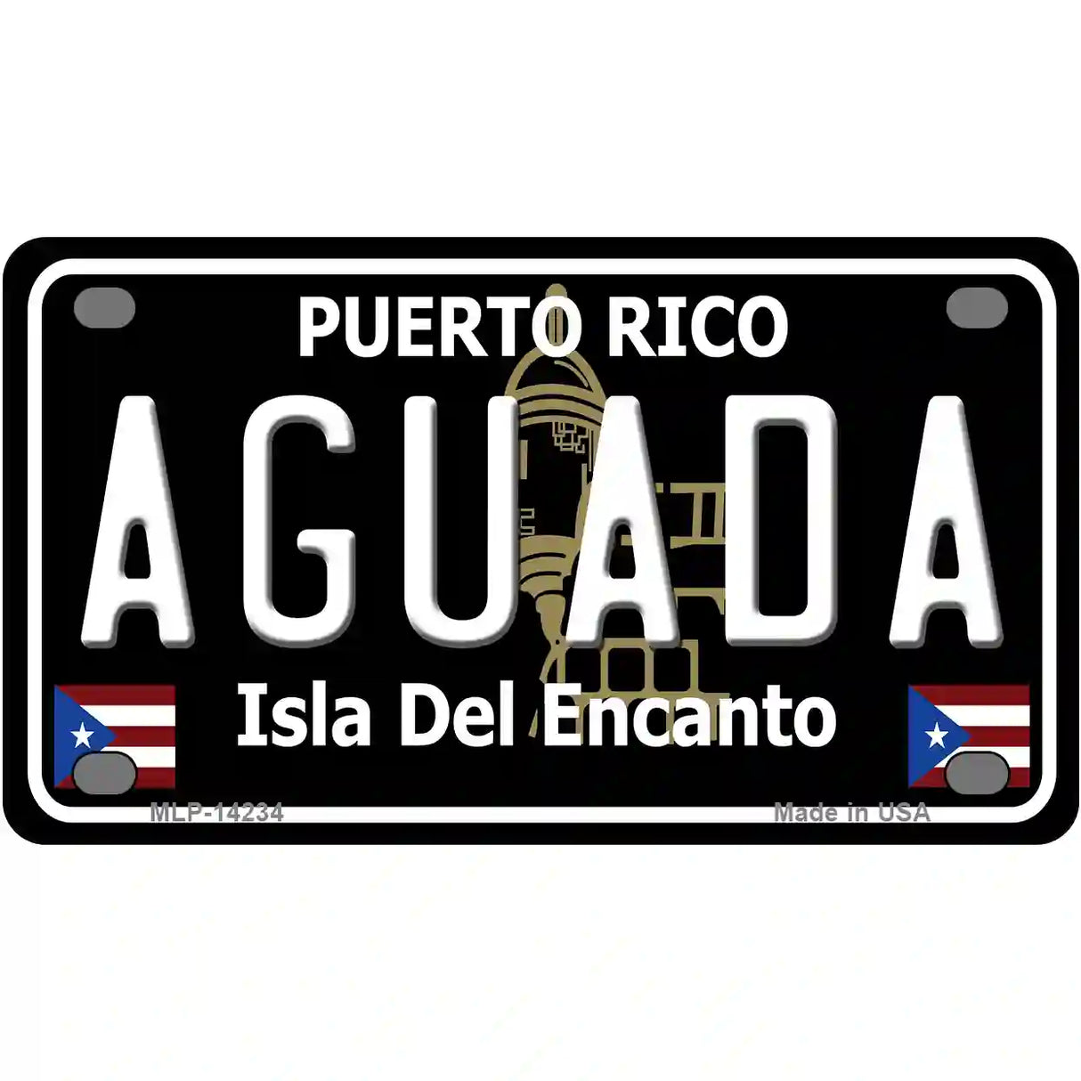 Aguada Puerto Rico Black Novelty Metal License Plate 4" x 2.2" (MLP)