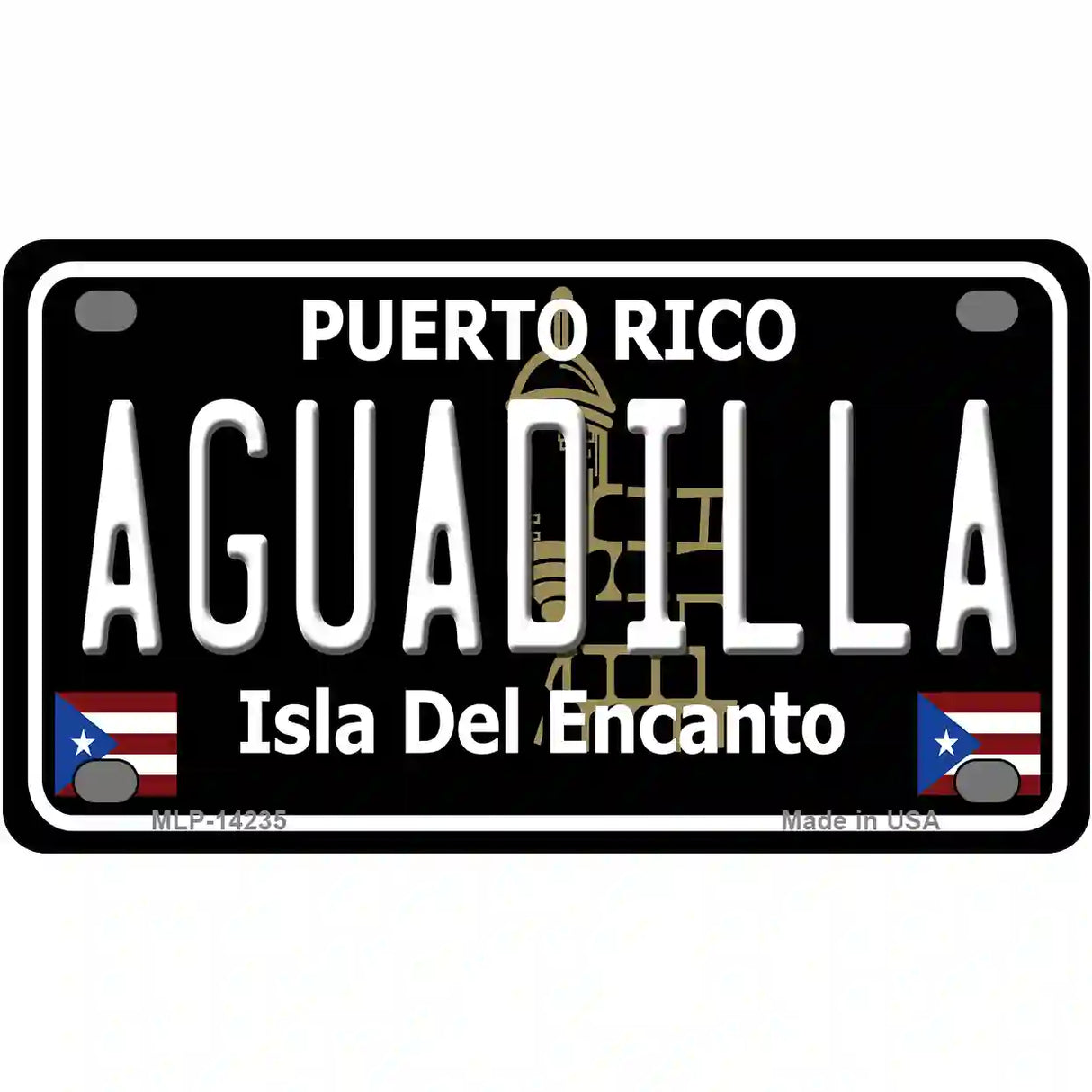 Aguadilla Puerto Rico Black Novelty Metal License Plate 4" x 2.2" (MLP)