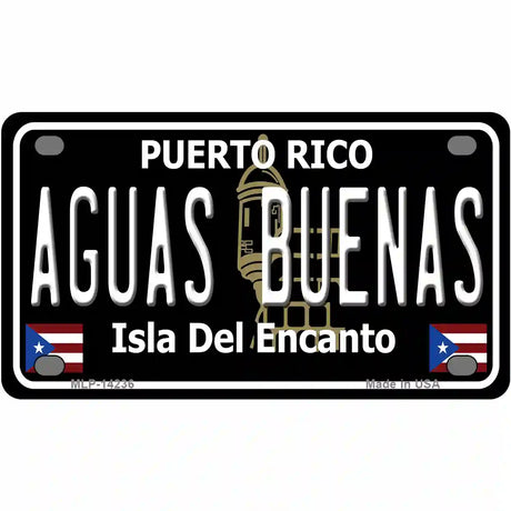 Aguas Buenas Puerto Rico Black Novelty Metal License Plate 4" x 2.2" (MLP)