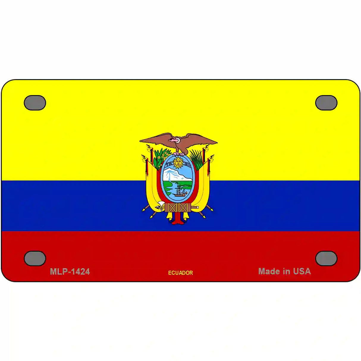 Ecuador Flag Metal Novelty License Plate 4" x 2.2" (MLP)