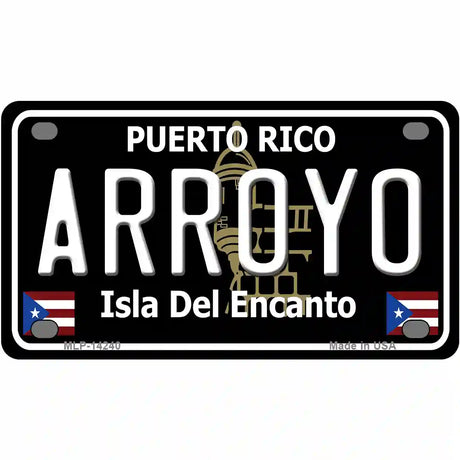 Arroyo Puerto Rico Black Novelty Metal License Plate 4" x 2.2" (MLP)