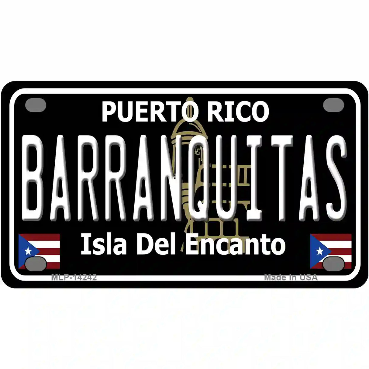 Barranquitas Puerto Rico Black Novelty Metal License Plate 4" x 2.2" (MLP)