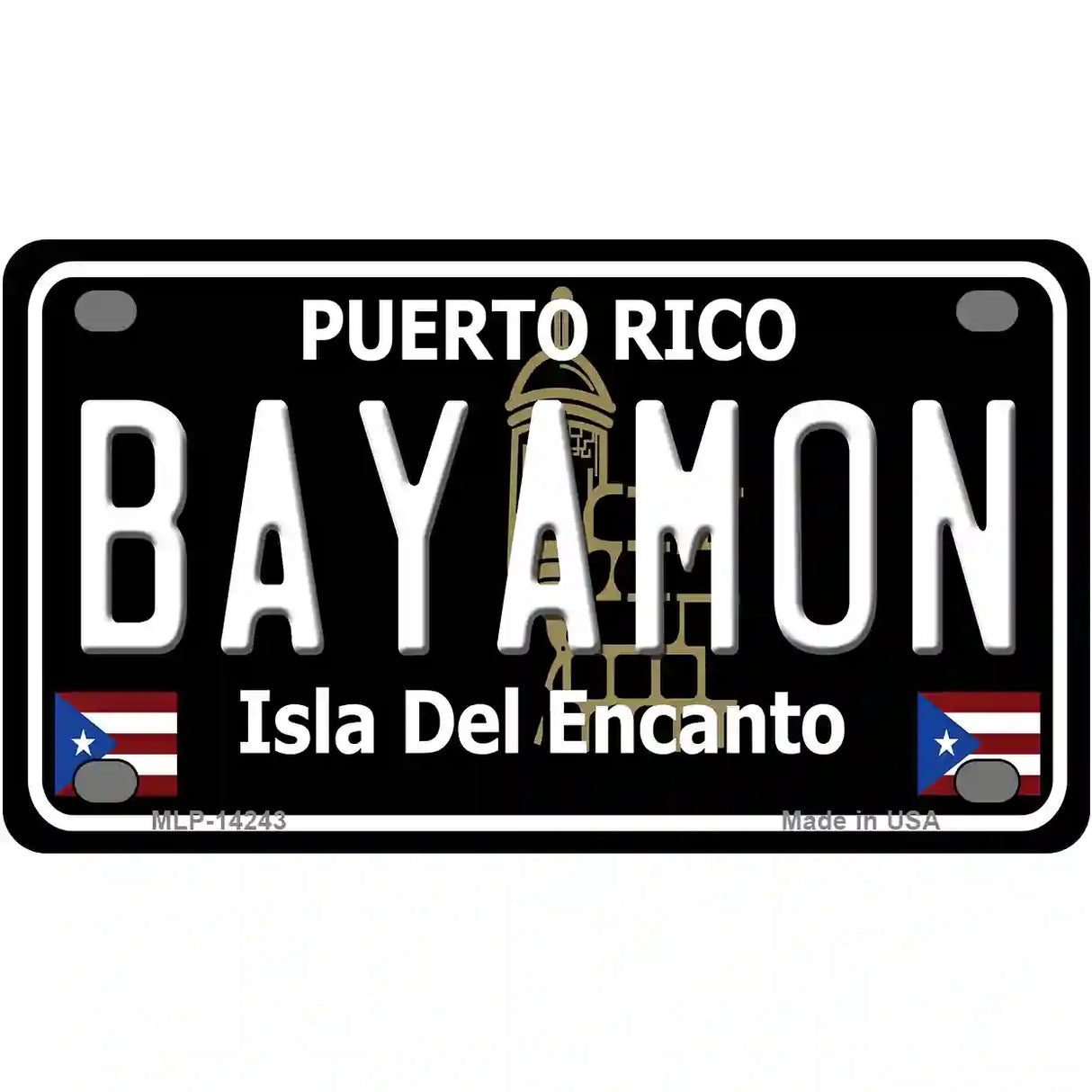 Bayamon Puerto Rico Black Novelty Metal License Plate 4" x 2.2" (MLP)