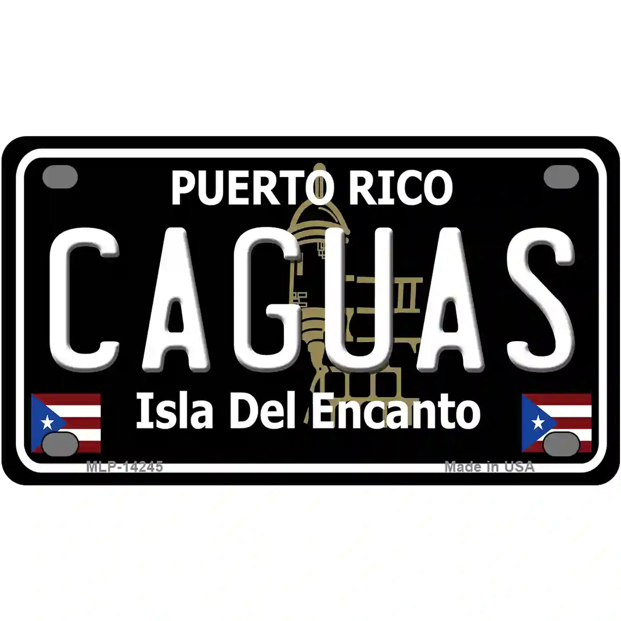 Caguas Puerto Rico Black Novelty Metal License Plate 4" x 2.2" (MLP)