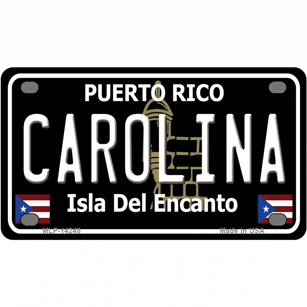 Carolina Puerto Rico Black Novelty Metal License Plate 4" x 2.2" (MLP)