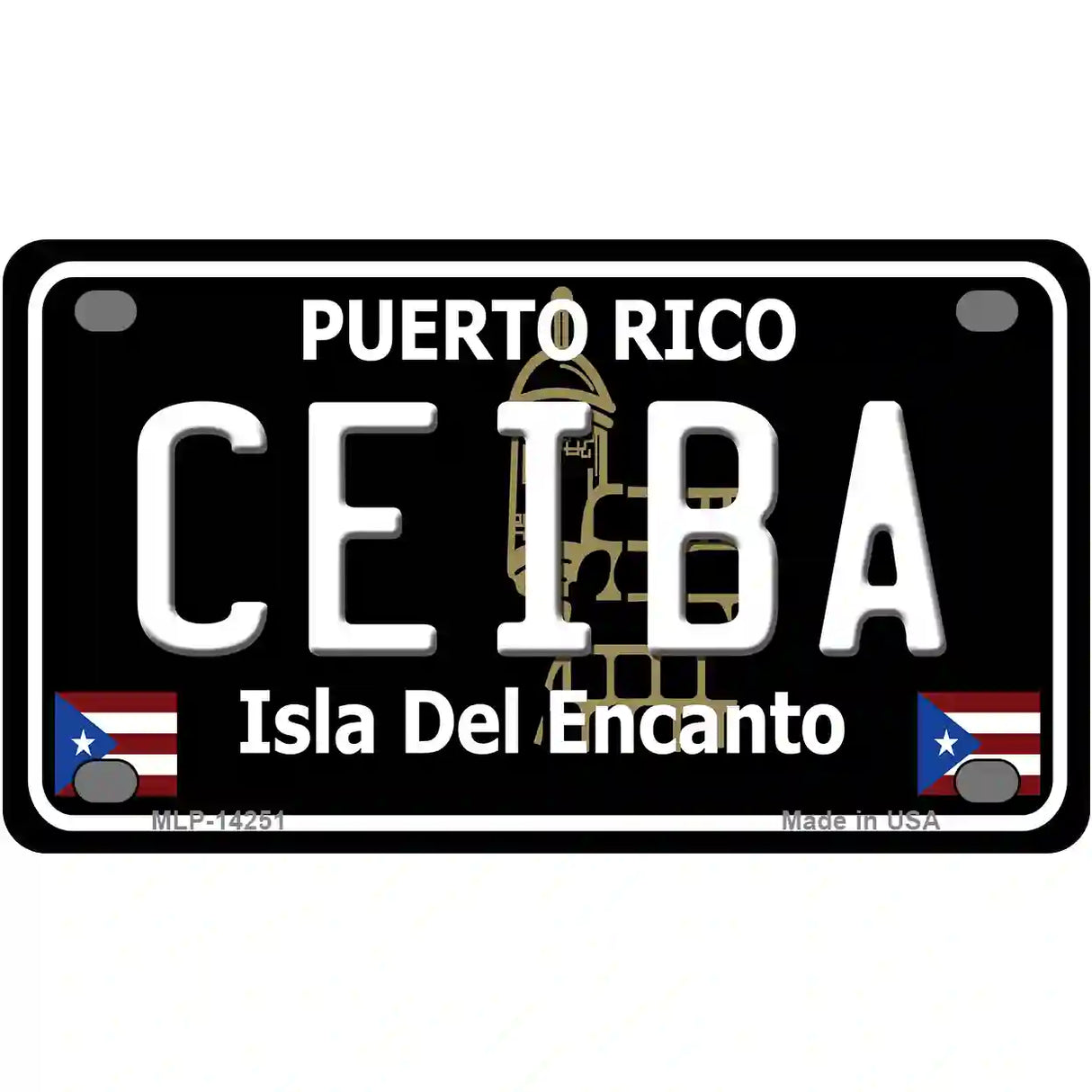 Ceiba Puerto Rico Black Novelty Metal License Plate 4" x 2.2" (MLP)