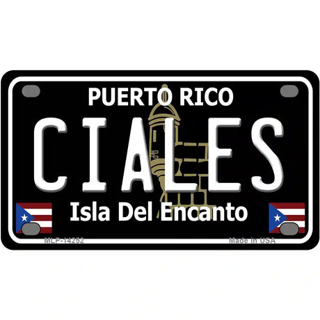 Ciales Puerto Rico Black Novelty Metal License Plate 4" x 2.2" (MLP)