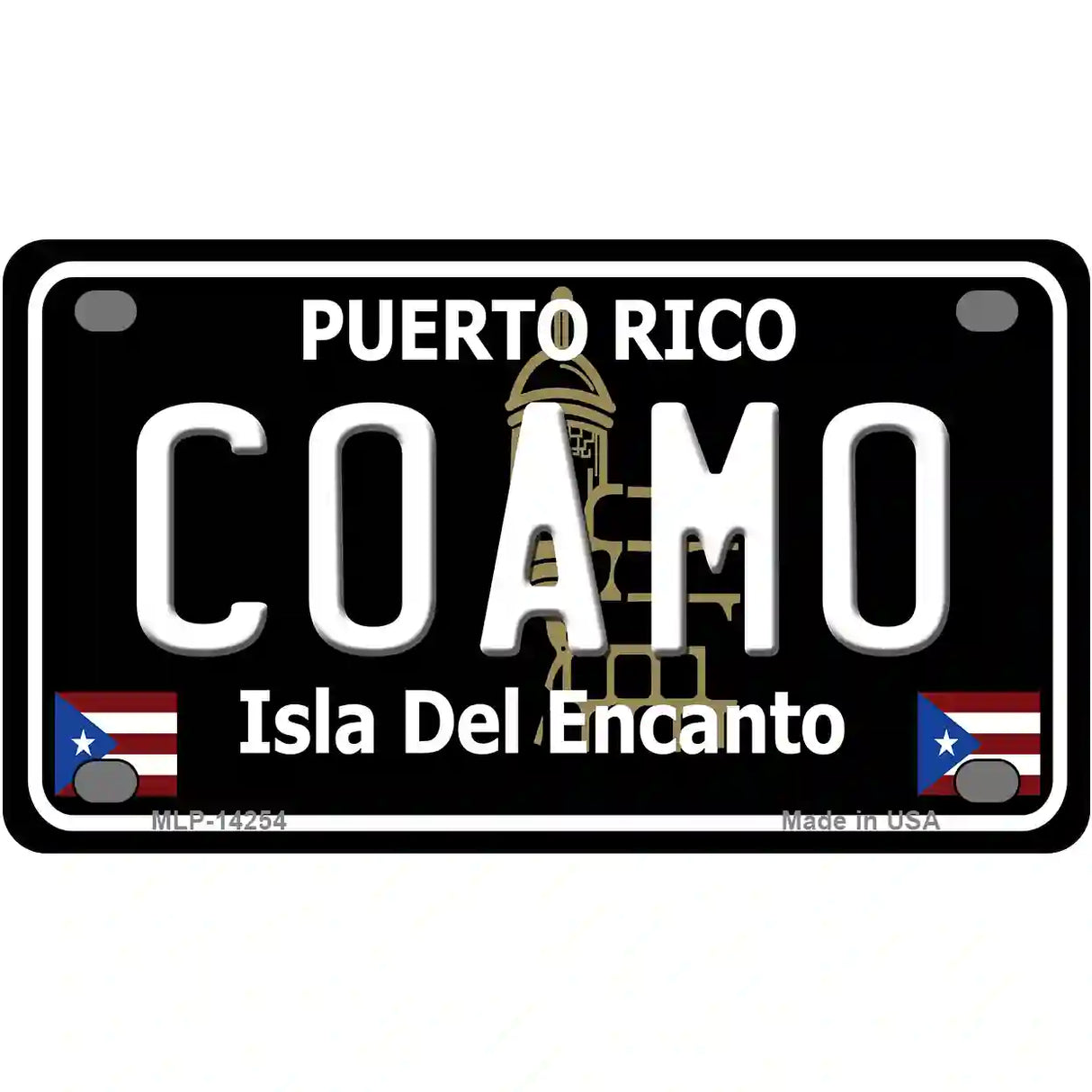 Coamo Puerto Rico Black Novelty Metal License Plate 4" x 2.2" (MLP)