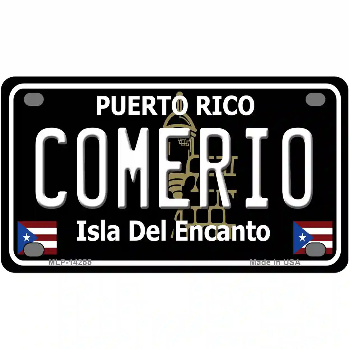 Comerio Puerto Rico Black Novelty Metal License Plate 4" x 2.2" (MLP)