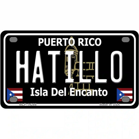 Hatillo Puerto Rico Black Novelty Metal License Plate 4" x 2.2" (MLP)