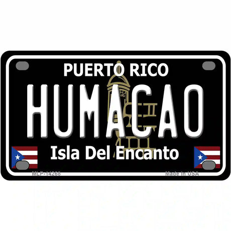 Humacao Puerto Rico Black Novelty Metal License Plate 4" x 2.2" (MLP)