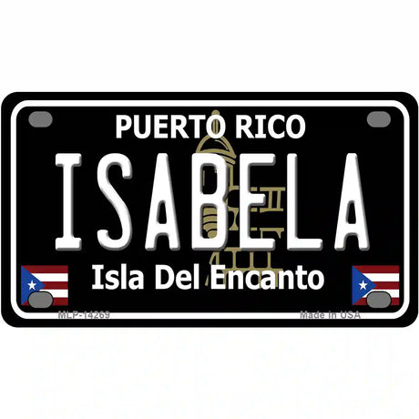 Isabela Puerto Rico Black Novelty Metal License Plate 4" x 2.2" (MLP)